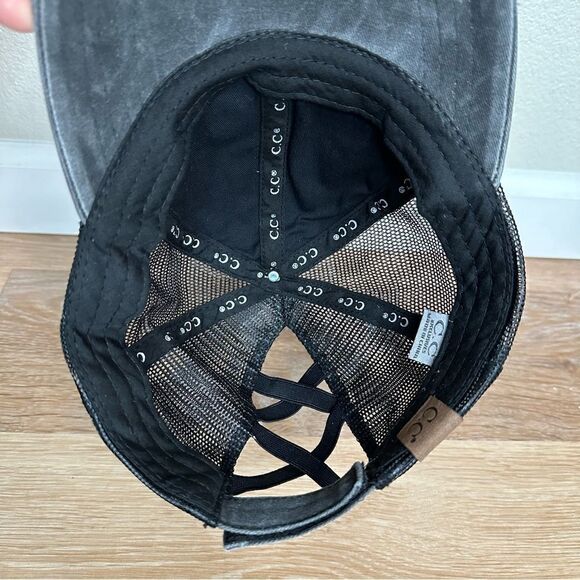 C.C Exclusives Gray Distressed Criss Cross Back Ponytail Hat - Picture 8 of 11